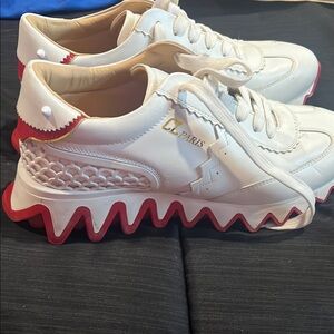 Christian Louboutin White Sneakers with Red Accents
